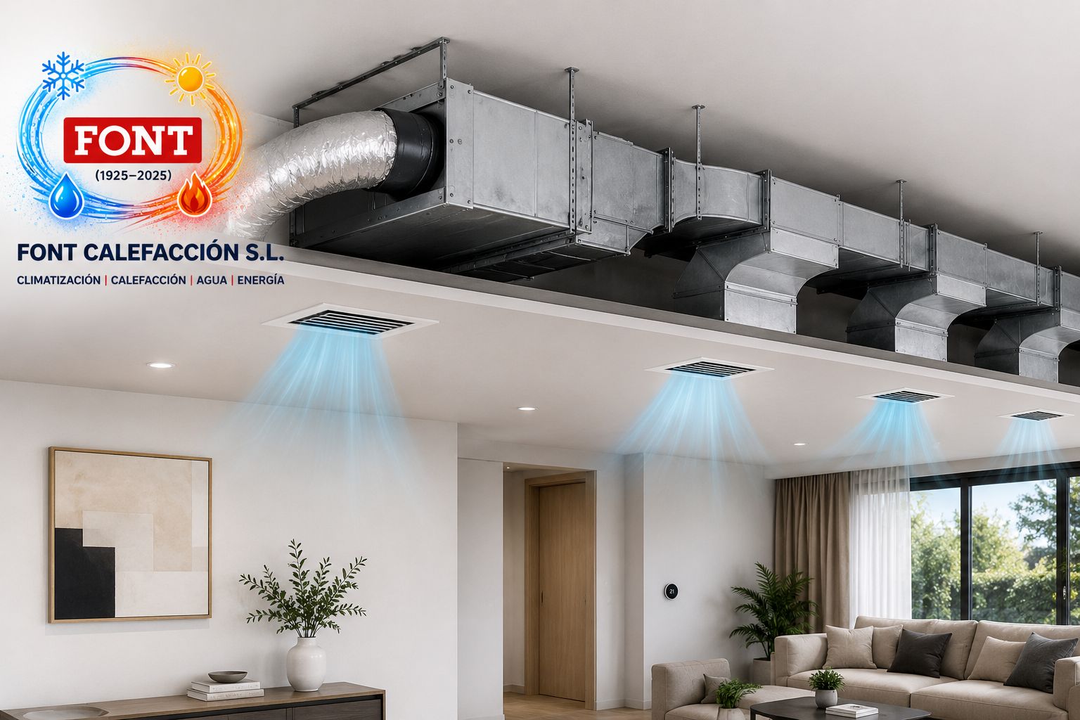 Aire acondicionado por Conductos.