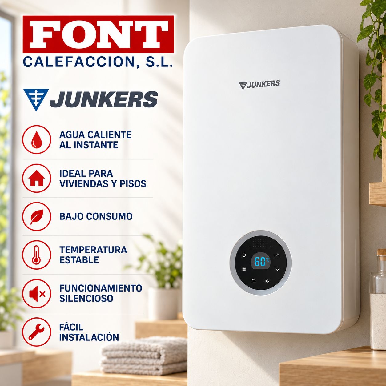 Calentador estanco Junkers Hydronext 5700S 15L.